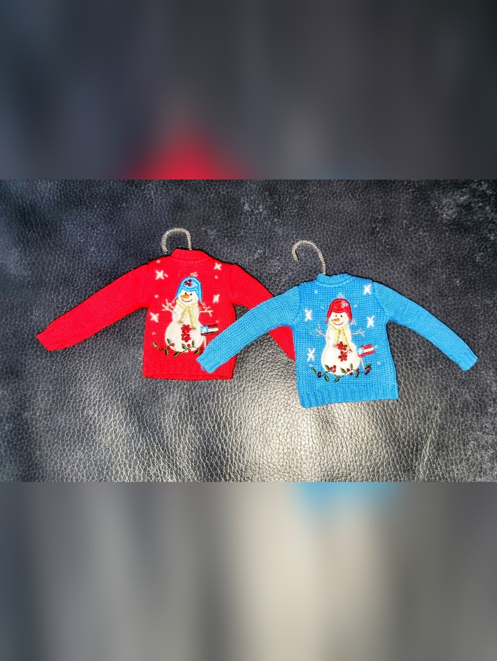 CJ Banks Snowman Sweaters Ornament dated 2008 With Tags and Beaded Hanger